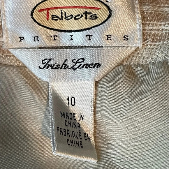 Talbots 100% Irish Linen Embroidered Fully Lined Neutral Classic Skirt Size 10 - Picture 6 of 8